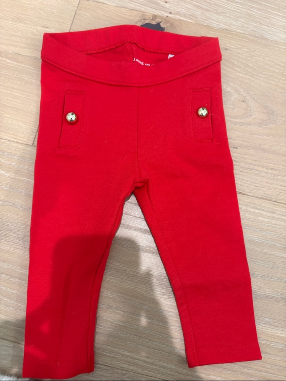 Janie and Jack Red Girls' ponte Leggings with Gold Detail